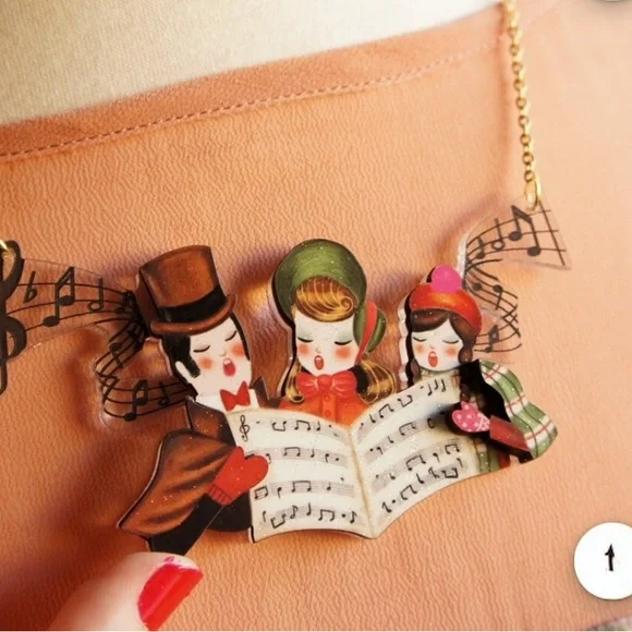 Laliblue Christmas Carols Carolers Pinup Whimsical Necklace 2020 - Picture 4 of 4